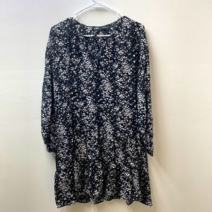 Zara floral black and white casual dress